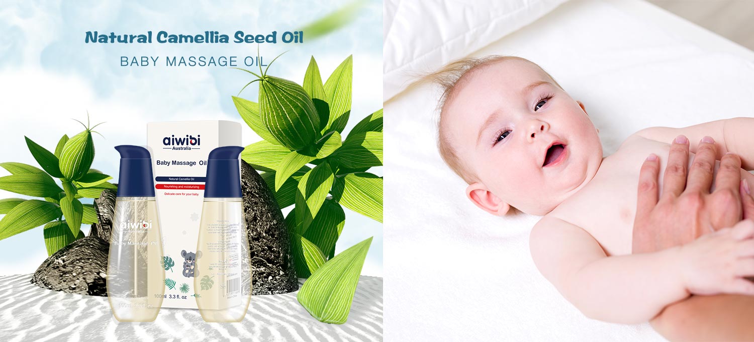 Huile de massage naturelle pour bébé aux graines de camélia relaxante et aidant au sommeil