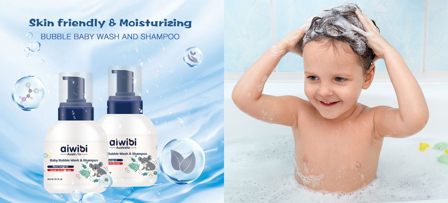 Bubble Baby Wash et shampooing à l'huile de graines de camélia naturelle et aux acides aminés